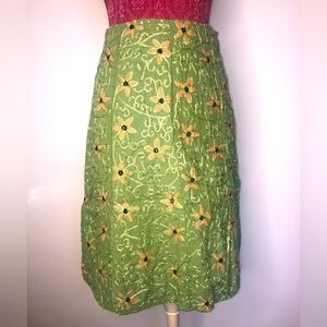 Uttam London Floral embellished midi skirt Green Pink size Medium